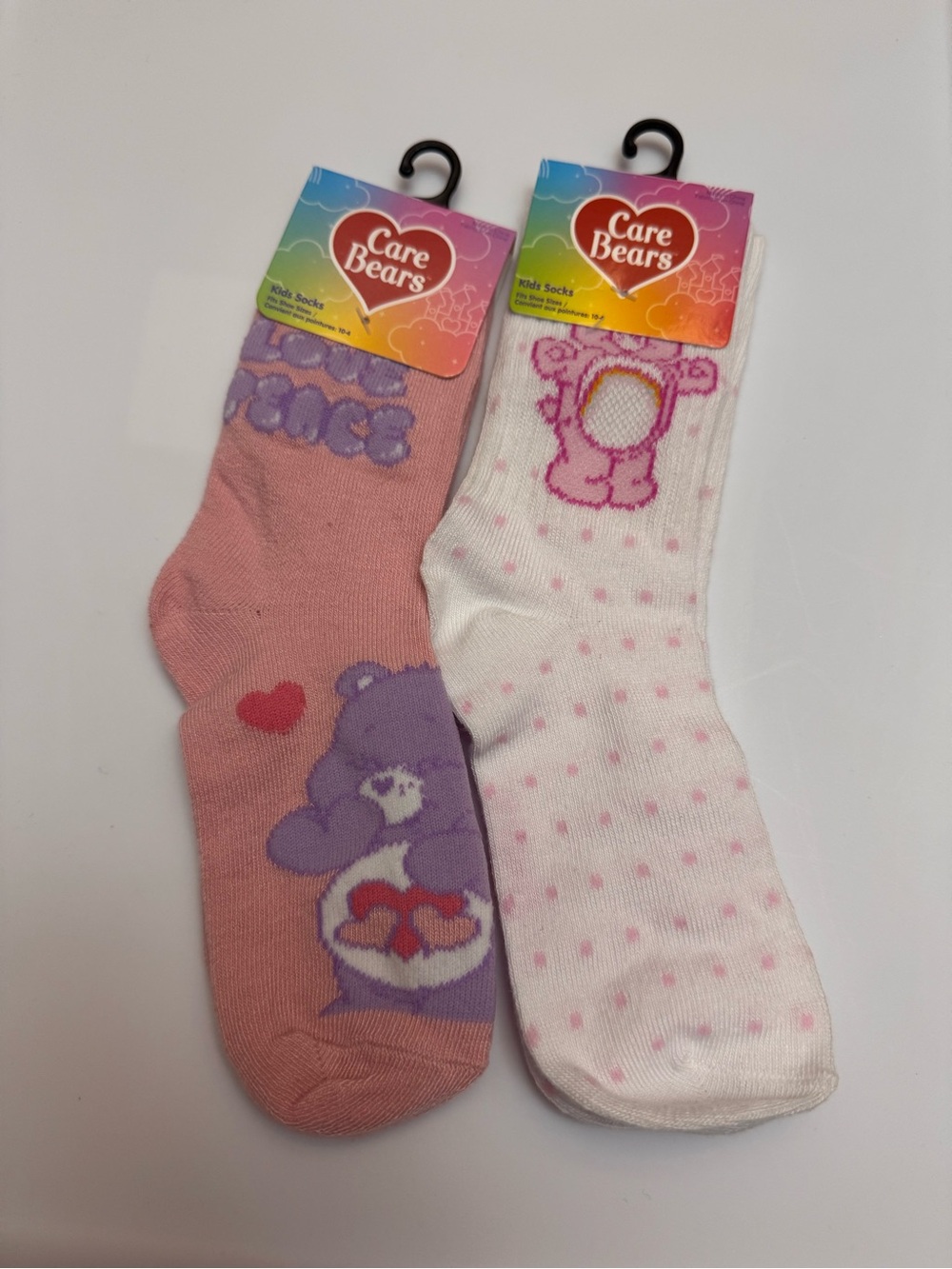 Care Bears Kids Crew Socks - Pink, Purple & White